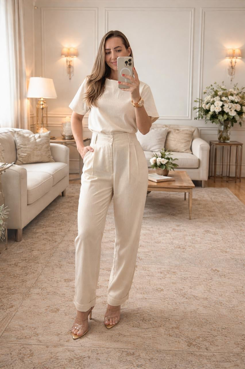 Calça Italiana Linho cru